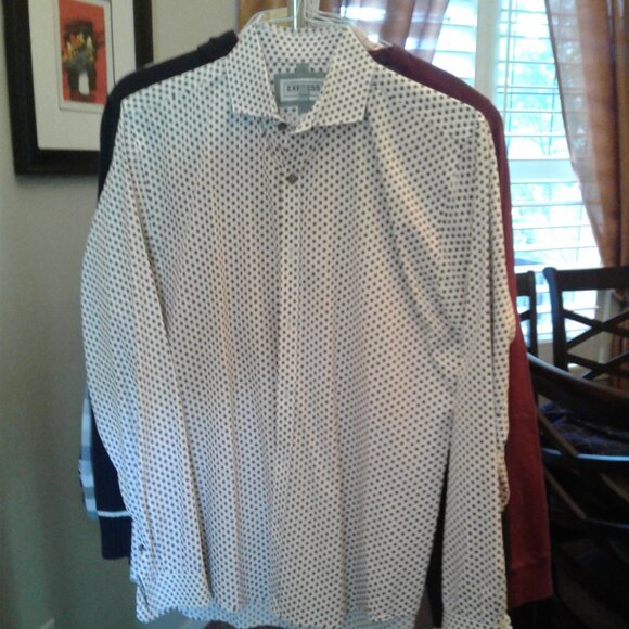 men's Express fitted yellow and brown flower patterned dress shirt large - Picture 1 of 4